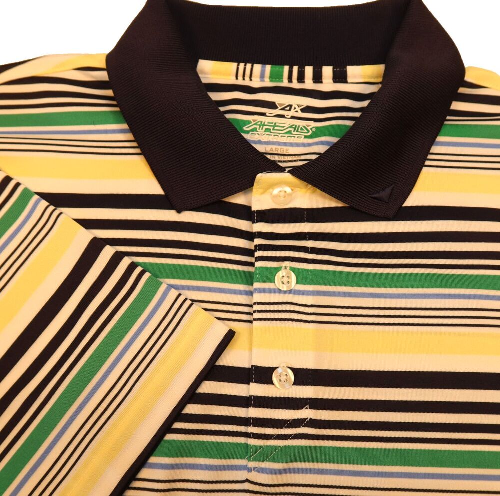 Ahead Extreme Golf Polo Shirt Mens Size Large Multi Colored Striped  Performance